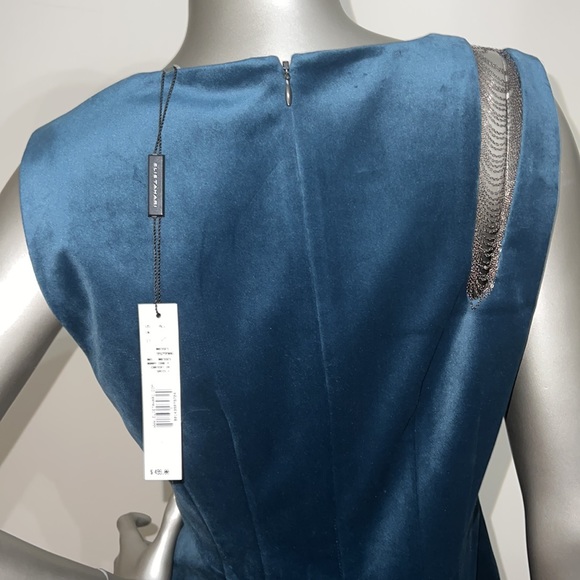 Elie Tahari teal velvet midi dress - Picture 5 of 8